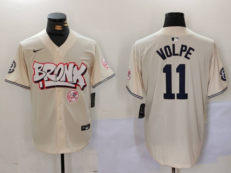 Men New York Yankees 11 Volpe Cream joint name 2024 Nike MLB Jersey style 2